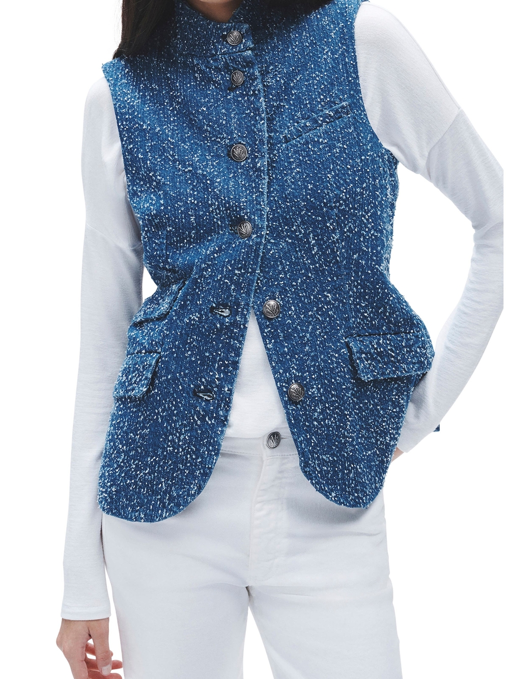 rag & bone Slade Denim/Tweed Buttoned Vest